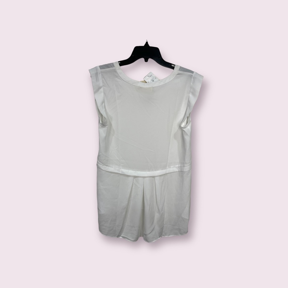 Everleigh women’s hi-low top sleeveless white pleated  jewel neck pullover Sz S - Picture 2 of 8